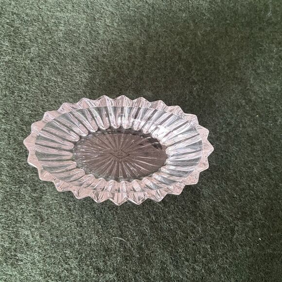 Vintage Clear Glass Salt Cellar A.H. Heisey Marked SET of 6 Ridges Oval Shaped - Picture 5 of 9